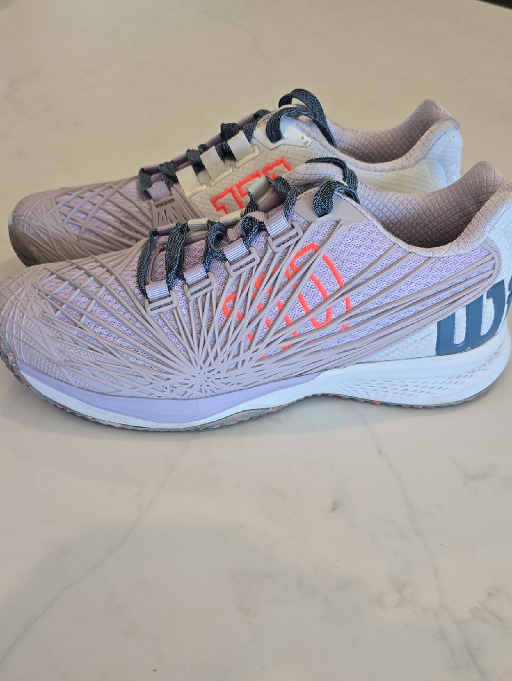 Wilson Women's Light Lavender Court Shoes with Coral Logo